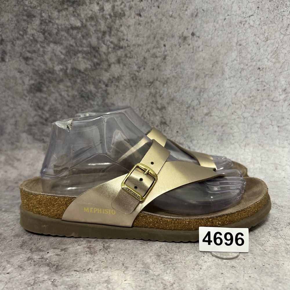 Mephisto Helen Sandals Women Size 39 US 8.5-9 Gold Metallic Leather Toe Loop